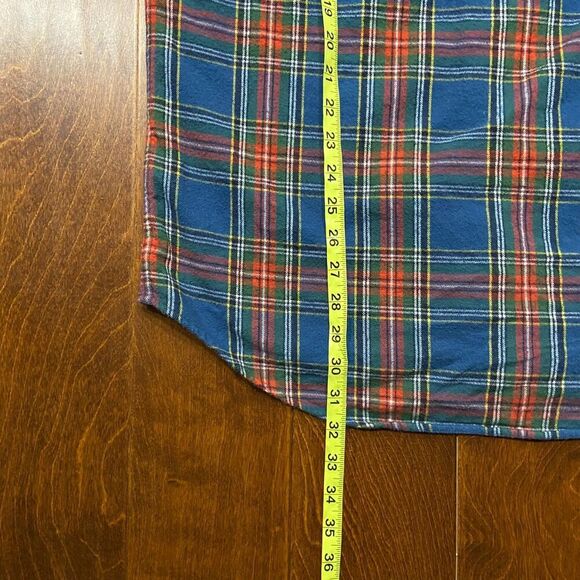 L.L. Bean Vintage Flannel Blue Red Green Button Front Shirt Men's Size Medium - Picture 9 of 9